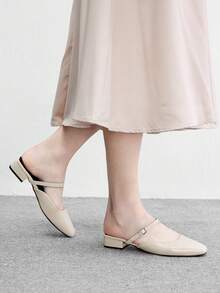 CUCCOO BIZCHIC French Commuter Thick Heel Closed Toe Sandals Women's Shoes Outside Wear - Off-white - View 4