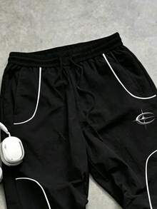 Sport MetroGents 男士拼色休閒百搭日常旅行運動長褲 - 黑色 - 查看 5