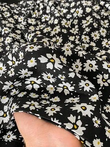 Story & Sage Casual Home Vacation Women's 2 Pieces Set, Spring/Summer Floral Print All White Floral Short Sleeve T-Shirt And Floral Shorts Everyday - Black and White - View 8