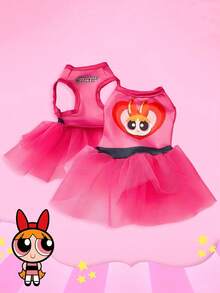 THE POWERPUFF GIRLS X PETSIN 1件玫瑰紅藍綠飛翔女孩卡通印花寵物T恤，超柔軟不掉毛，透氣面料，防跳蚤耐熱，讓貓狗保持涼爽可愛，適合室內玩耍或戶外散步，充滿活潑能量 - 彩色 - 查看 7