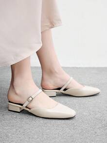 CUCCOO BIZCHIC French Commuter Thick Heel Closed Toe Sandals Women's Shoes Outside Wear - Off-white - View 2