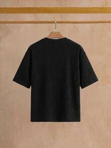 HIMLAND Camiseta de hombro caído de corte holgado para hombre en color liso - Gris Oscuro - Ver 3