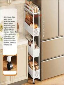 1pc Narrow Gap Storage Rack, Slim Rolling Utility Cart With Wheels, Multi-Layer Mobile Trolley For Kitchen, Bathroom, Bedroom & Fridge Side, Heavy Duty Shelf For Snacks & Toiletries, Space-Saving Floor Stand - Multicolor - View 7