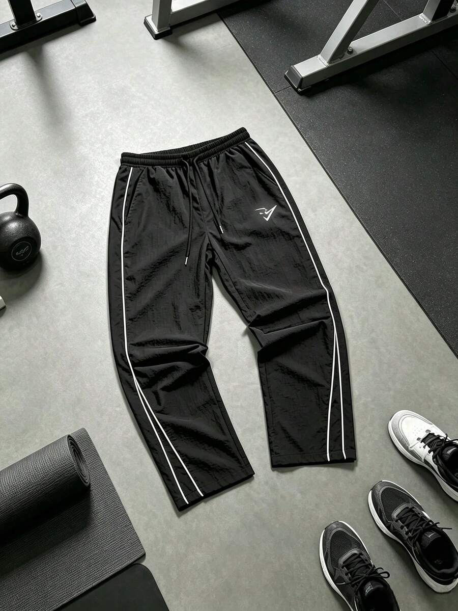 Sport MetroGents Men's Colorblock Striped Sports Long Pants - Black - View 1