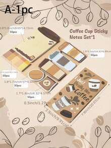 Coffee Theme Decorative Sticky Notes, Special Shaped DIY Planner Memo Stickers, Self-Adhesive, Durable & Versatile For Gifting - one-size - View 3