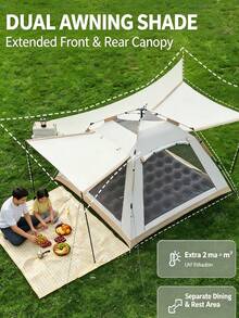 2 In 1 Camping Tent With Removable Canopy Awning, Automatic Instant Setup Waterproof Windproof Tent, Portable Foldable Sun Shelter Tent For Outdoor Camping Picnic Backpacking Travel Family - A - View 4