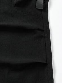 SHEIN 青少年女孩純色休閒百搭日常穿著長褲 - 黑色 - 查看 5