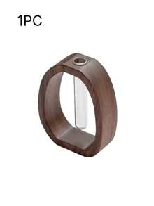 Bình hoa nhỏ gỗ óc chó kết hợp thủy tinh trong suốt, thiết bị trồng hoa thủy sinh nâng cao trên bàn, đồ trang trí cắm hoa để bàn - Nhiều màu - Xem 8