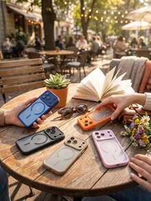 Translucent Matte Camera Protection Magnetic Wireless Charge Phone Case Compatible With IPhone 17 ProMax 17Pro 17Air 17 16 15 14 13 12 11 Pro Max Armor Plus Back Cover - bright orange - View 3