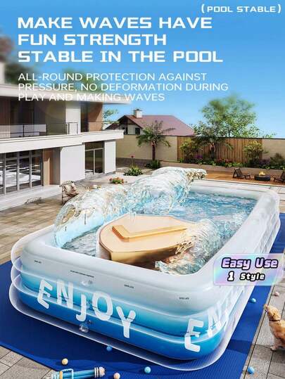 1pc Foldable Inflatable Swimming Pool, Portable Indoor/Outdoor Use No Electricity Required, 1-3/4 Person Capacity Double Layer Design, Holiday Party Music Festival, Inflatable Pool Float, Indoor/Outdoor