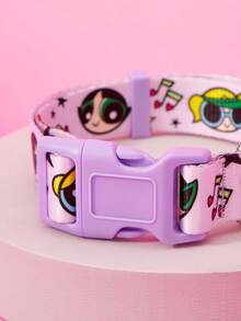 THE POWERPUFF GIRLS X PETSIN 1pc Purple Pet Dog Collar With Cute Cartoon Print, Adjustable Quick-Release Buckle, Comfortable Everyday Wear For Small And Medium Dogs - Mauve Purple - View 6