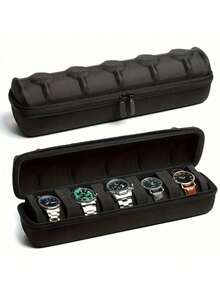 Portable Watch Organizer With Handle Scratch-Resistant Interior Watch Case With Flip For Men AndWomen Multifunctional Watch Box For Home TravelWatch Collectors Ideal Gift For Men Women WatchAccessories Home Organization Decor Travel Essentials - Black - View 14