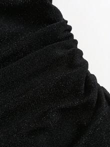 Sunnyshic Women's Summer Dress With Shimmering Draped Neckline, Halter Tie, Metal Starfish Buckle, High Slit, Elegant Sweet Sexy Party Date Romantic Vacation Beach Dress, Beach Outfit - Black - View 4