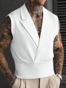 Manfinity Homme Men's Plus Size Summer Casual Solid Color Tank Top - White - View 3
