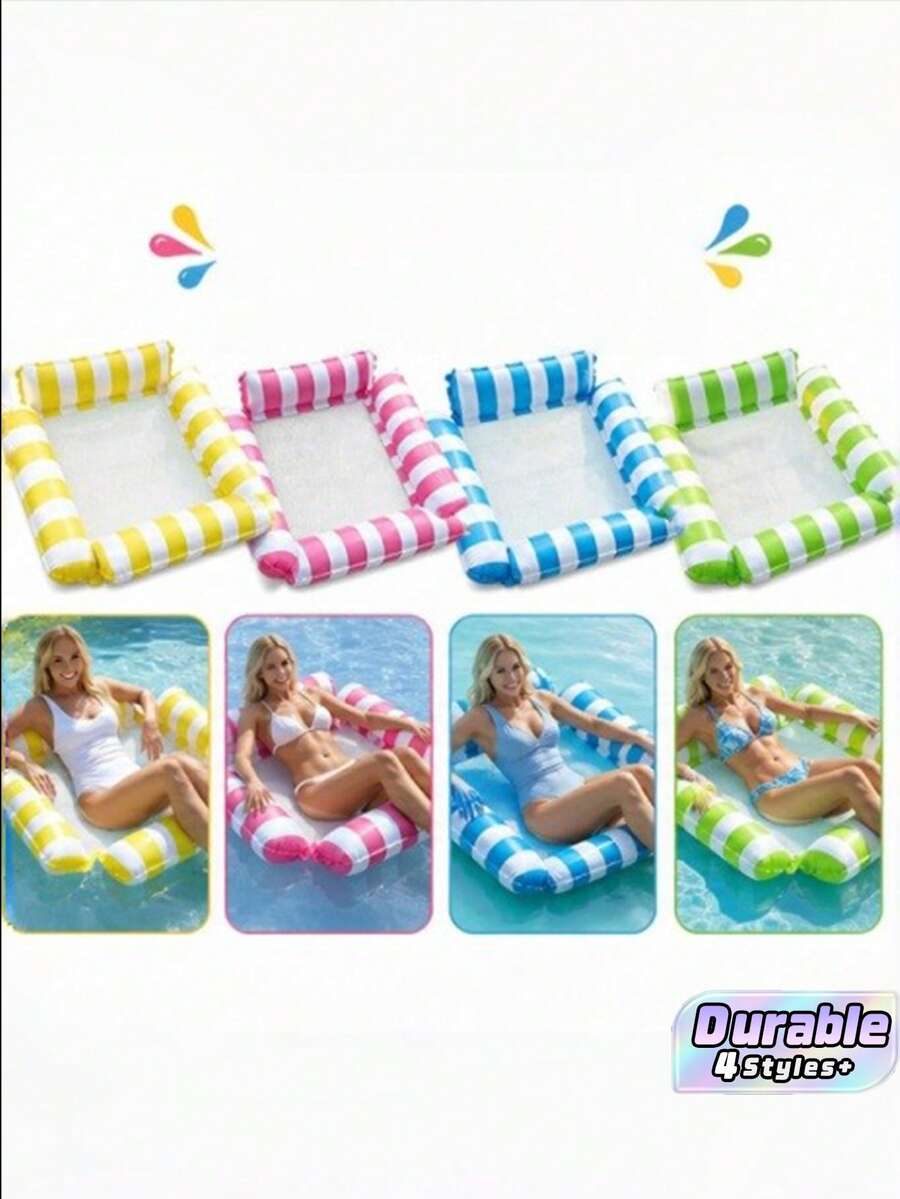 1pcspool, Pool Accessories, Pool Float, Swimming Pool, Inflatable Pool Float, Pool Party U-Shaped Candy-Colored Inflatable Water Lounge Hammock For Adults, Perfect Summer Floating Gear For Pool And Beach Parties, Ideal Summer - Multicolor - View 1