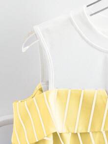 GlowEve Striped 2 In 1 Shirt Vacation Outfits For Women - Pale Yellow - View 4