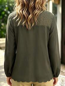 Linhara CURVE Plus Size Woven Printed Casual Autumn Shirt - Green - View 2