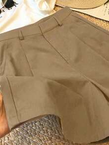 INAWLY 女款黑白咖啡色短褲休閒通勤商務三件套（不含腰帶） - 彩色 - 查看 5