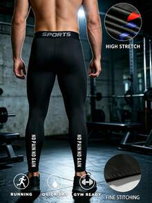 Gym Rark 男士高彈性低腰運動壓縮緊身褲 - 黑色 - 查看 2