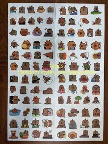 SHEIN 100pcs Cute Capybara Cartoon Stickers, Reusable PVC Stickers, Suitable For Laptop, DIY Accounting, Water Bottles, Luggage, Helmets, Spring Decorations, Asymmetrical Shapes, Applicable To Plastic, Glass, Metal, Ceramic Surfaces (Random Styles) - Multicolor - View 17