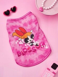 THE POWERPUFF GIRLS X PETSIN 1件可愛大眼女孩字母印花寵物背心，超柔軟親膚、透氣，讓您的貓或狗保持涼爽舒適，適合室內休息或戶外玩耍，為您的毛茸茸好友打造有趣的日常造型 - 彩色 - 查看 11