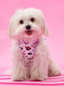THE POWERPUFF GIRLS X PETSIN Collaboration 1pc Light Purple Cartoon Print Pet Everyday Harness, Buckle D R, Breathable Mesh Fabric, Fresh And Cute. Adjustable Length, Suitable For All Seasons, Designed For Small Dogs For Daily Walking, Comfortable Without Choking, Stylish And Practical - Mauve Purple - View 2