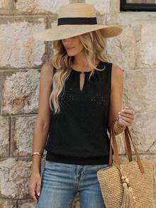 EMERY ROSE Women's Summer Casual Solid Color Tank Top Everyday Black - Black - View 1