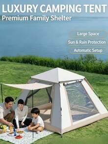 2 In 1 Camping Tent With Removable Canopy Awning, Automatic Instant Setup Waterproof Windproof Tent, Portable Foldable Sun Shelter Tent For Outdoor Camping Picnic Backpacking Travel Family - A - View 10