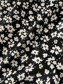 Story & Sage Casual Home Vacation Women's 2 Pieces Set, Spring/Summer Floral Print All White Floral Short Sleeve T-Shirt And Floral Shorts Everyday - Black and White - View 6