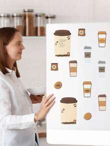 Coffee Theme Decorative Sticky Notes, Special Shaped DIY Planner Memo Stickers, Self-Adhesive, Durable & Versatile For Gifting - one-size - View 5