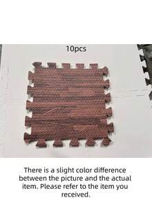 10Pcs 11.8Inch Wood Texture Interlocking Mat High Tenacity Non Slip Cushion Floor Tile Moisture Proof For Living Room Bedroom Kitchen Decor - multicolor - View 17