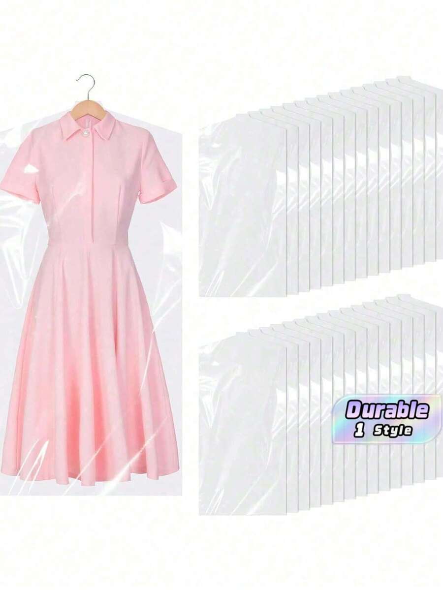 10PCS Clothing Dust Covers, Plastic Transparent Protective Bags, Transparent Clothing Dust Bags, Hanging Clothing Bags, Suitable For Shirts, Dresses And Jackets. - Multicolor - View 1