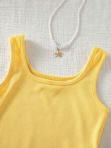 Emery Rose Kids Emery Rose Kids Bộ 2 món áo tank top sát nách và quần short họa tiết chanh mùa hè cho bé gái - Màu vàng - Xem 5
