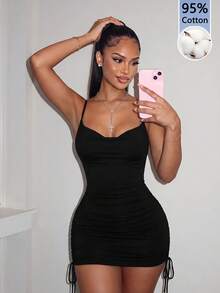 Amplova Sexy Women's Mini Dress Low Cut Backless Nightclub Party Club Night Out Street Style Black Summer - Black - View 2