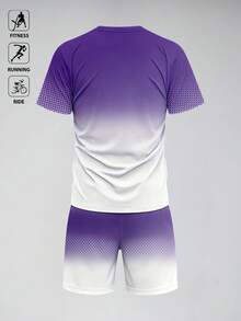 Gym Rark Men's Gradient Bull Print Short Sleeve Top And Drawstring Waist Shorts Casual Daily Sports Set - Multicolor - View 2