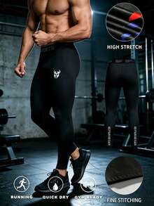 Gym Rark 男士高彈性低腰運動壓縮緊身褲 - 黑色 - 查看 4