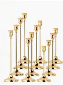 Polished Metal Candle Holder Set - Elegant Table Centerpiece For Weddings, Mother's Day, Halloween, Christmas & Thanksgiving. Versatile Home, Hotel & Party Decor. Perfect Autumn Room Accent & Gift Idea (Candles Not Included). - multicolor - View 10