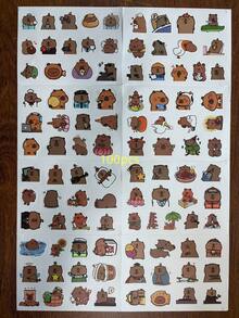 SHEIN 100pcs Cute Capybara Cartoon Stickers, Reusable PVC Stickers, Suitable For Laptop, DIY Accounting, Water Bottles, Luggage, Helmets, Spring Decorations, Asymmetrical Shapes, Applicable To Plastic, Glass, Metal, Ceramic Surfaces (Random Styles) - Multicolor - View 19