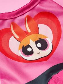 THE POWERPUFF GIRLS X PETSIN 1件玫瑰紅兔子女孩愛心印花寵物洋裝，甜美簡約風格，親膚透氣面料，防跳蚤、不易掉毛，讓寵物全天可愛舒適 - 玫紅色 - 查看 6
