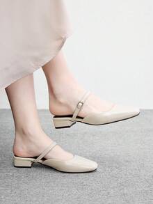 CUCCOO BIZCHIC French Commuter Thick Heel Closed Toe Sandals Women's Shoes Outside Wear - Off-white - View 3