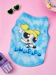 THE POWERPUFF GIRLS X PETSIN 1件可愛大眼女孩字母印花寵物背心，超柔軟親膚、透氣，讓您的貓或狗保持涼爽舒適，適合室內休息或戶外玩耍，為您的毛茸茸好友打造有趣的日常造型 - 彩色 - 查看 13