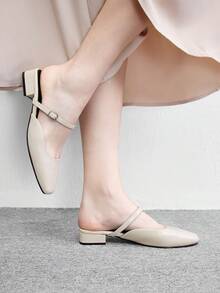 CUCCOO BIZCHIC French Commuter Thick Heel Closed Toe Sandals Women's Shoes Outside Wear - Off-white - View 1