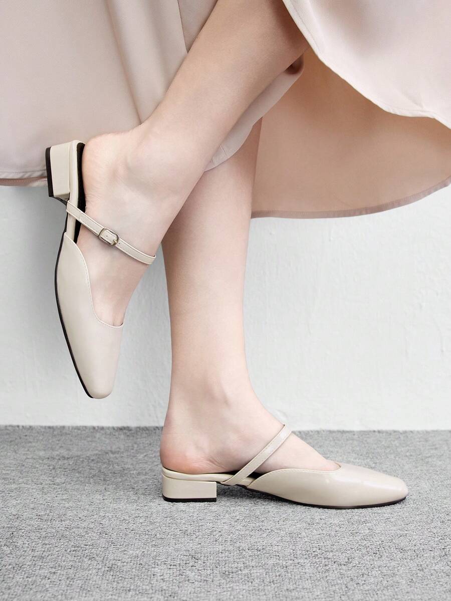 CUCCOO BIZCHIC French Commuter Thick Heel Closed Toe Sandals Women's Shoes Outside Wear - Off-white - View 1