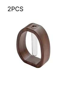 Bình hoa nhỏ gỗ óc chó kết hợp thủy tinh trong suốt, thiết bị trồng hoa thủy sinh nâng cao trên bàn, đồ trang trí cắm hoa để bàn - Nhiều màu - Xem 9