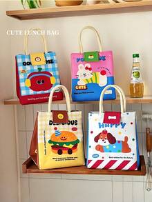 1 buah Tas Bekal Kawaii Kotak Bekal Lucu untuk Wanita Tas Bekal yang Dapat Digunakan Kembali Tas Tangan Tas Pendingin untuk Piknik dan Kerja - MultiWarna - View 10