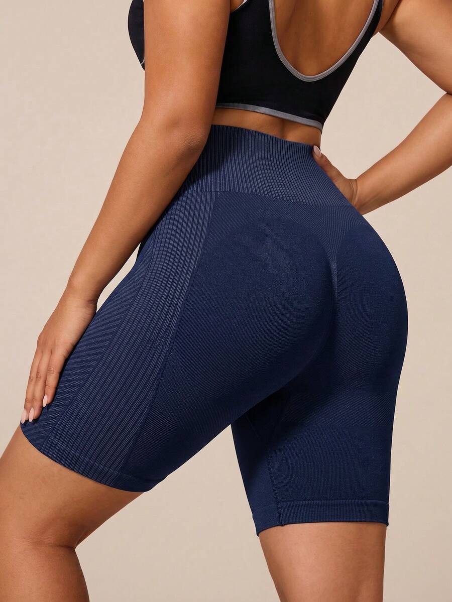 SHEIN Rhythm Era Women's Plus Size Casual Versatile Daily Travel Sports Shorts - Navy Blue - View 1