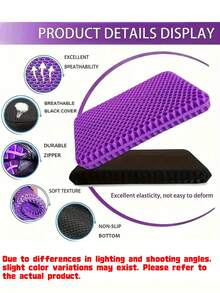 1PC Gel Cushion Set With Cloth Cushion Breathable To Relieve Prolonged Sitting Pressure, Suitable For Back, Sciatica, Tailbone Seat Cushion For Office, Car, Support For Multiple Scenarios - multicolor - View 5
