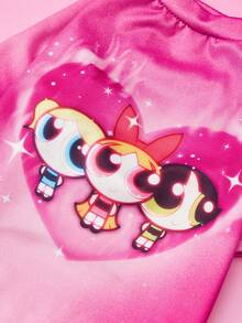 THE POWERPUFF GIRLS X PETSIN 1件玫瑰紅可愛大眼睛女孩三人組卡通印花寵物T恤，超柔軟親膚，透氣面料，防跳蚤，不易掉毛，耐熱，讓貓狗在居家或外出時保持舒適時尚 - 玫紅色 - 查看 6