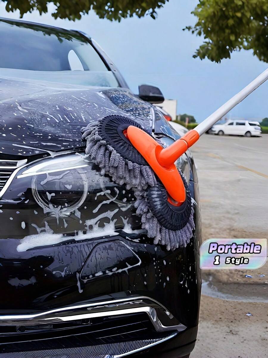 可調節長柄雪尼爾微纖維洗車拖把，柔軟不掉毛清潔除塵刷，適用卡車、SUV、RV、家用車及難以觸及處的多用途清潔刷 - 多色 - 查看 1