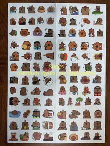SHEIN 100pcs Cute Capybara Cartoon Stickers, Reusable PVC Stickers, Suitable For Laptop, DIY Accounting, Water Bottles, Luggage, Helmets, Spring Decorations, Asymmetrical Shapes, Applicable To Plastic, Glass, Metal, Ceramic Surfaces (Random Styles) - Multicolor - View 18